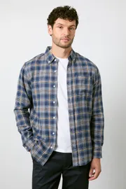 Navy Check Long Sleeve Shirt