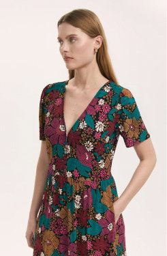 Edith Pink Floral Jersey Midi Dress
