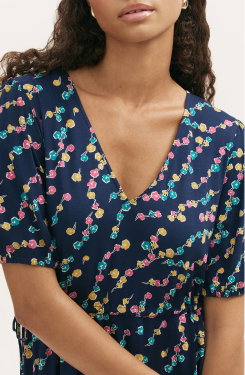 Hessa Navy Rose Bud Jersey Midi Dress
