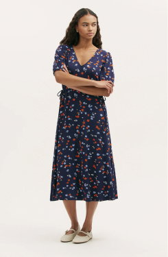 Hessa Navy Ditsy Jersey Midi Dress