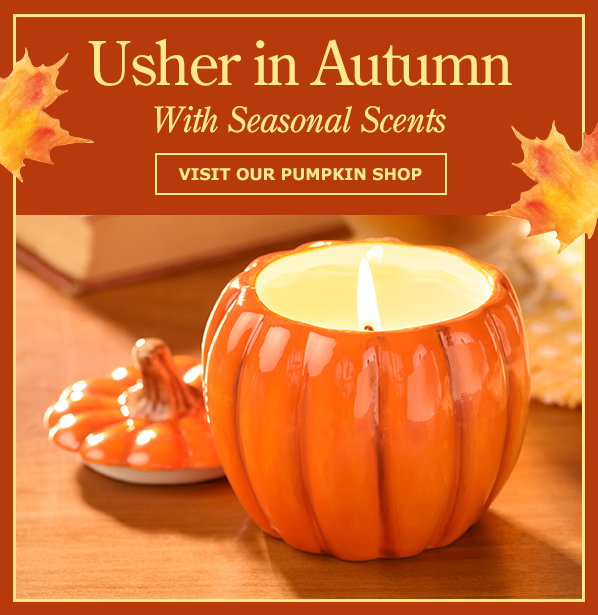 Usher in Autumn With Seasonal Scents. Visit Our Pumpkin Shop. Ceramic Pumpkin Candle