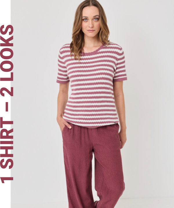 Gestreifter Struktur-Pullover