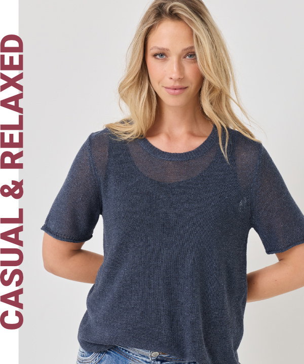 Luftiger Pullover mit Leinen