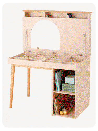 2-in-1 Kinderschreibtisch-Frisiertisch BLUSH - hellrosa
