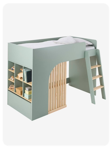 Kinderbett mit Stauraum PLAYFUL Hochbett 90x190 cm - grün