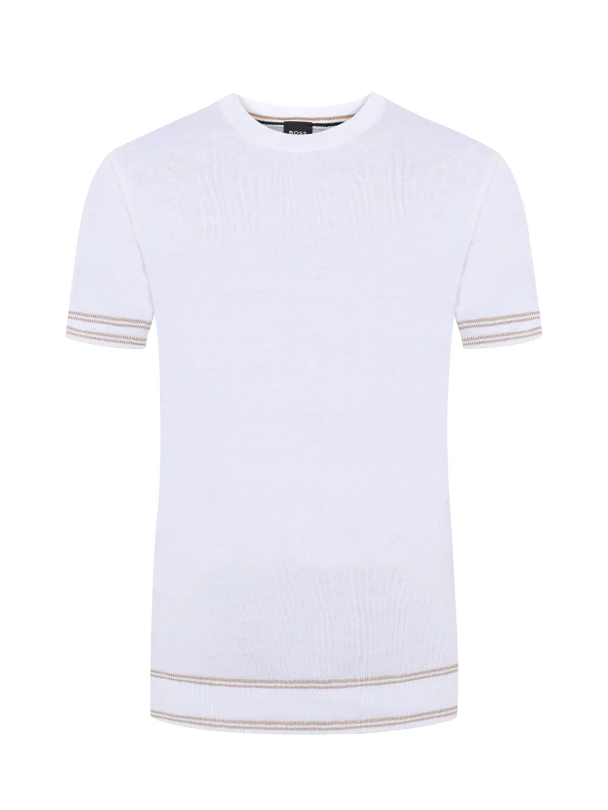Glattstrick-T-Shirt aus einem Leinenmischgewebe mit Streifenakzenten