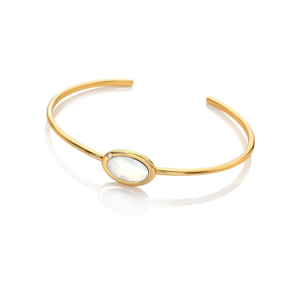 Image of HD X Golden Edit Horizontal Oval Bangle - Mother of Pearl