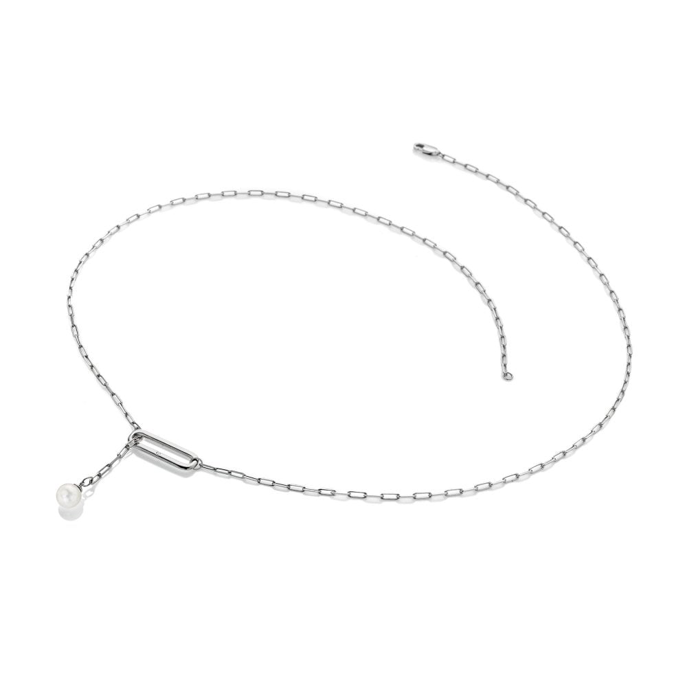 Image of Linked Paperclip Pearl Necklace
