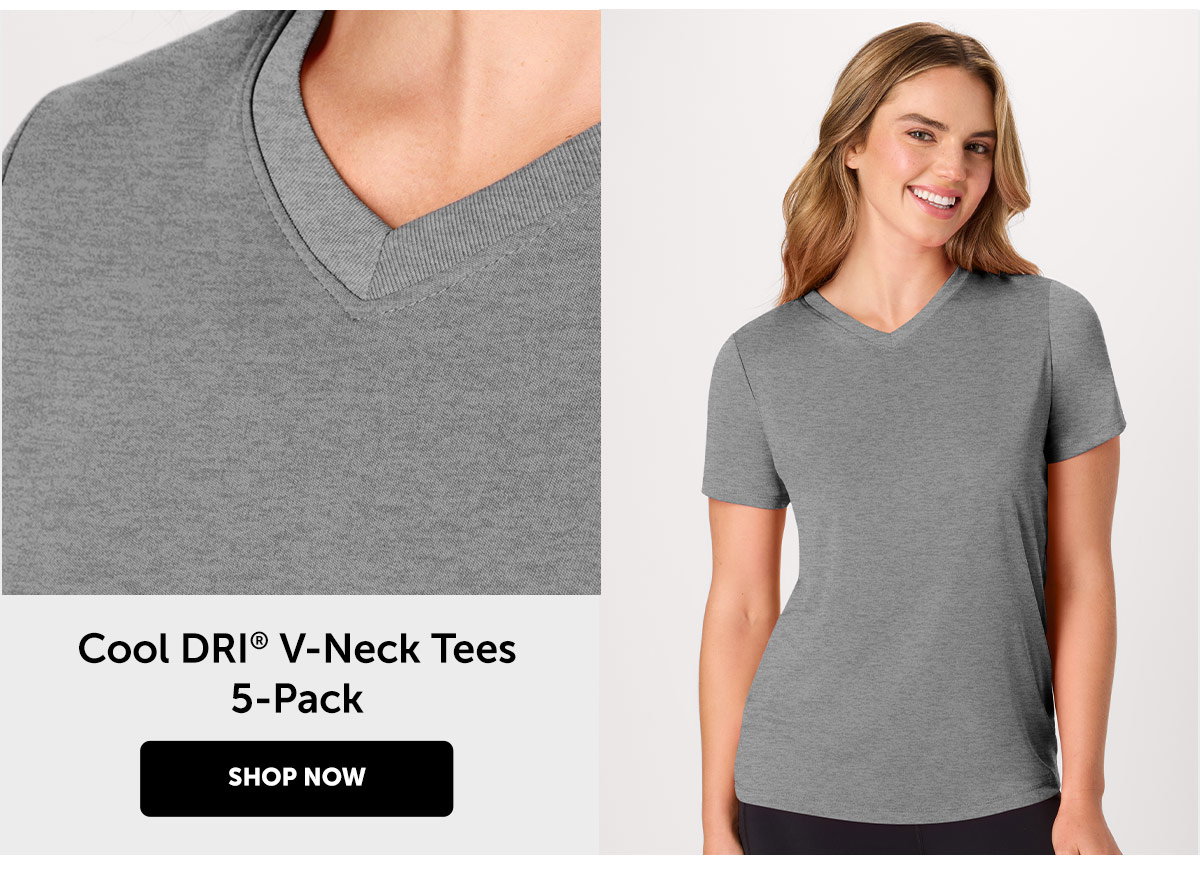 Hanes Sport Cool DRI Women's Performance V-Neck T-Shirt, 5-Pack