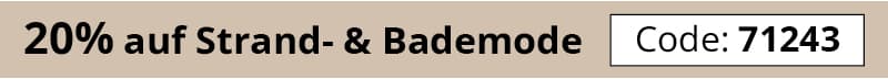 Werbebanner mit Text 20% auf Strand- & Bademode mit Code 71243