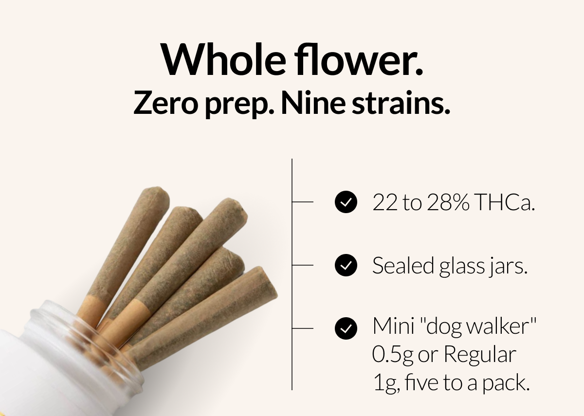 Whole Flower. Zero Prep. nine Strains.