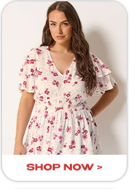 YOURS Curve White Floral Flutter Sleeve Top