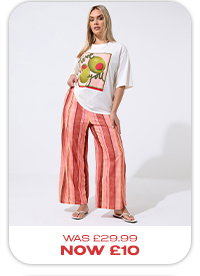 LIMITED COLLECTION Curve Red Striped Wide Leg Trousers
