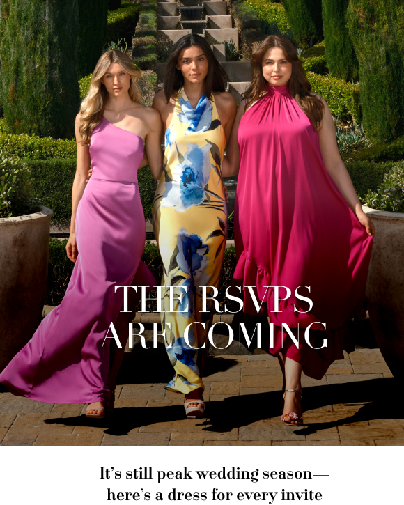 THE RSVPS ARE COMING. It's still peak wedding season - here's a dress for every invite