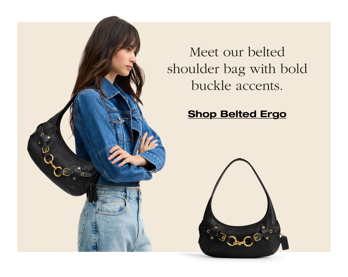 Meet our belted shoulder bag with bold buckle accents. Shop Belted Ergo
