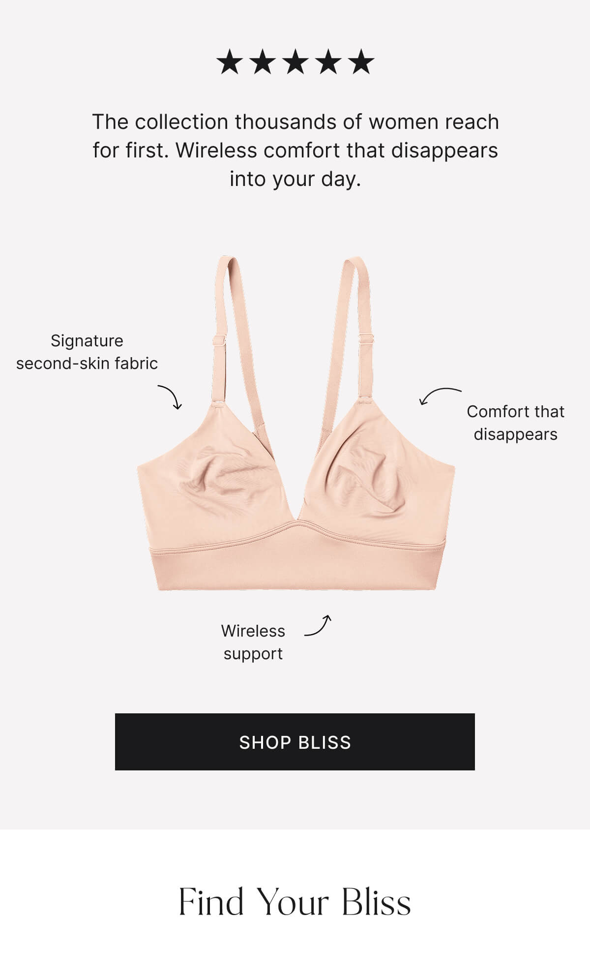 The collection thousands of women reach for first. Wireless comfort that disappears into your day.