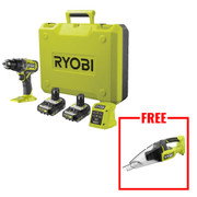 Ryobi RPD18-2C20B 18V ONE+ Combi Drill, 2x 2.0Ah Batteries, Charger & Case