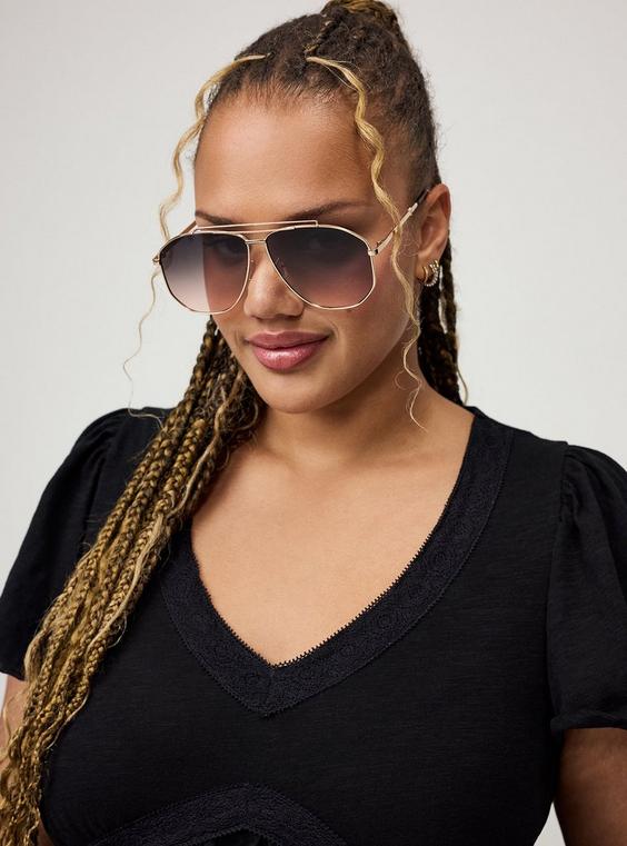 Aviator Ombre Lens Sunglasses