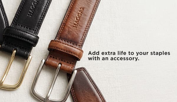 Add extra life to your staples with an accessory, image shows two belts