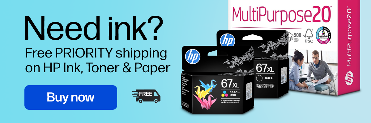 Need ink? | Free PRIORITY shipping on HP Ink, Toner, and Paper | Buy now