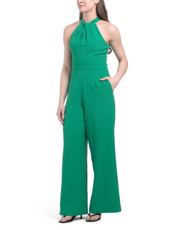 Twist Neck Jumpsuit For Women, Spandex/Polyester