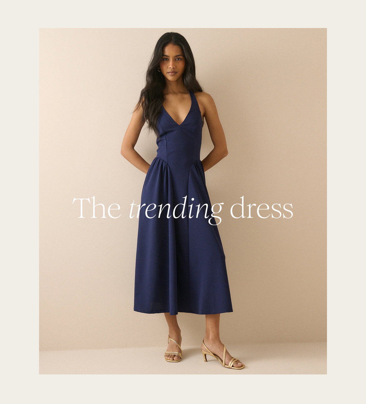 Navy Halterneck Amie Midi Dress