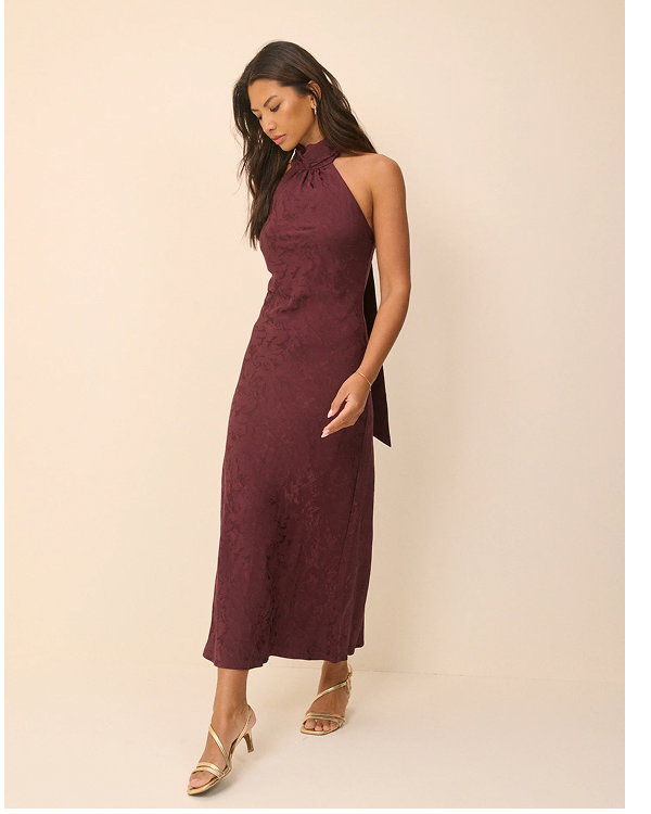 Plum Floral Jacquard Fifi Maxi Dress