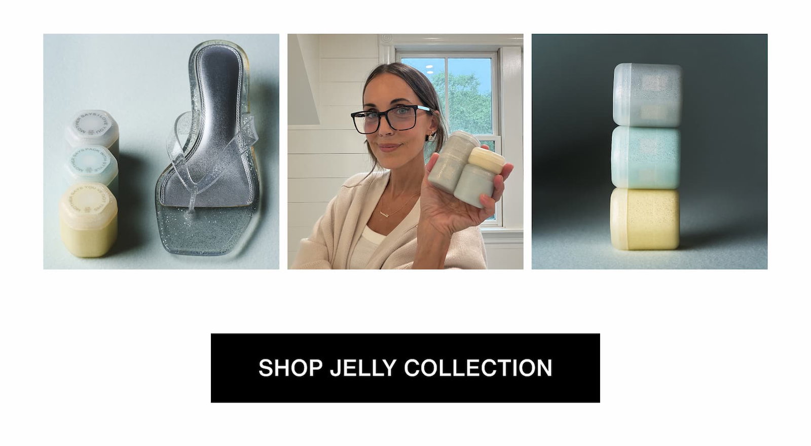 Click to shop The Jelly Capsule Collection. Images of The Jelly Capsules and Larissa Mills.