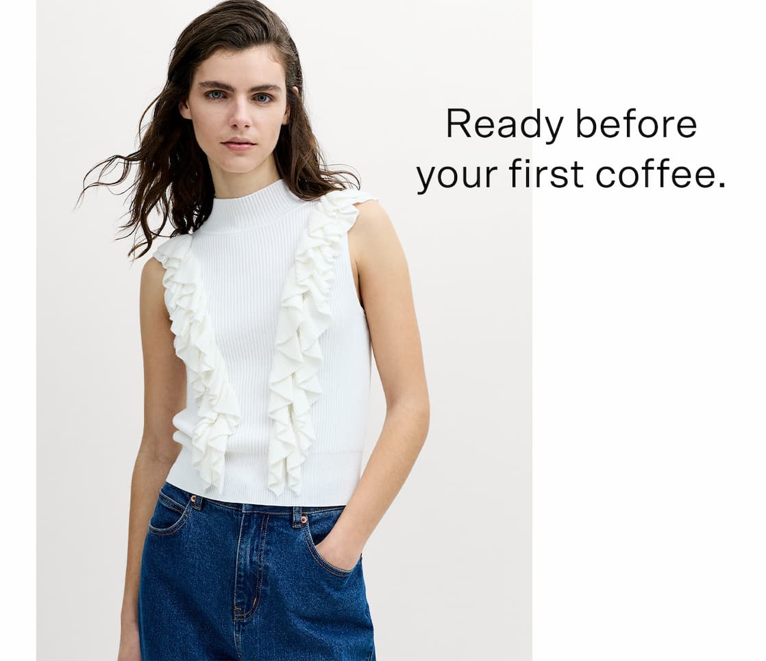 Lia White Sleeveless Ruffled Knit Top