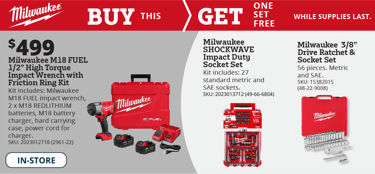 milwaukee buy one get one