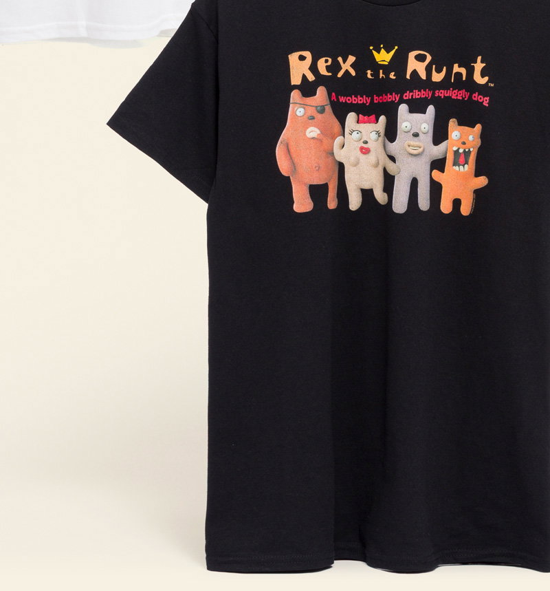 Aardman Rex The Runt Line Up Black T-Shirt