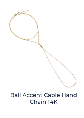 Ball Accent Cable Hand Chain 14K