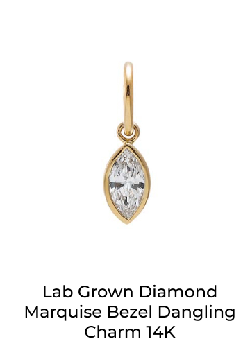 Lab Grown Diamond Marquise Bezel Dangling Charm 14K