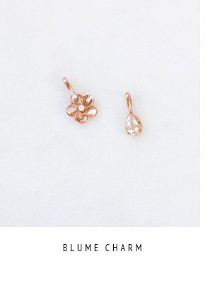 Blume Charm - rosé vergoldet, mit Topas