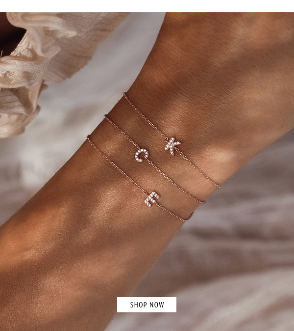 Letter Armband  - rosé vergoldet, Armkette, Topas