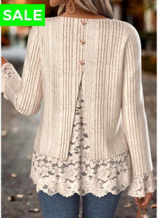 Skin Color Fake 2in1 Long Sleeve T Shirt