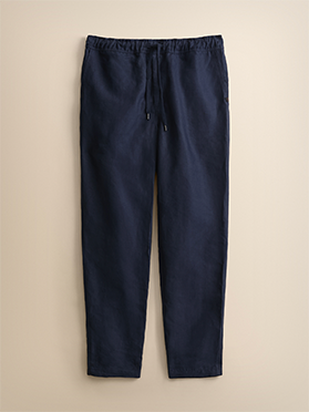 Men's Linen Trousers in Navy