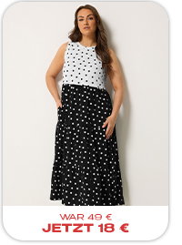 YOURS Midikleid in Schwarz und Weiß mit Punktemuster