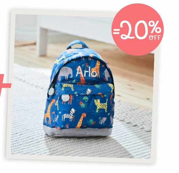 Personalised Navy Safari Print Classic Mini Backpack