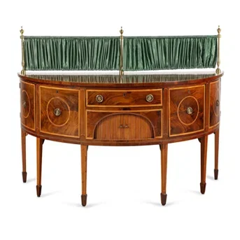 A George III Mahogany and Satinwood Demilune Sideboard