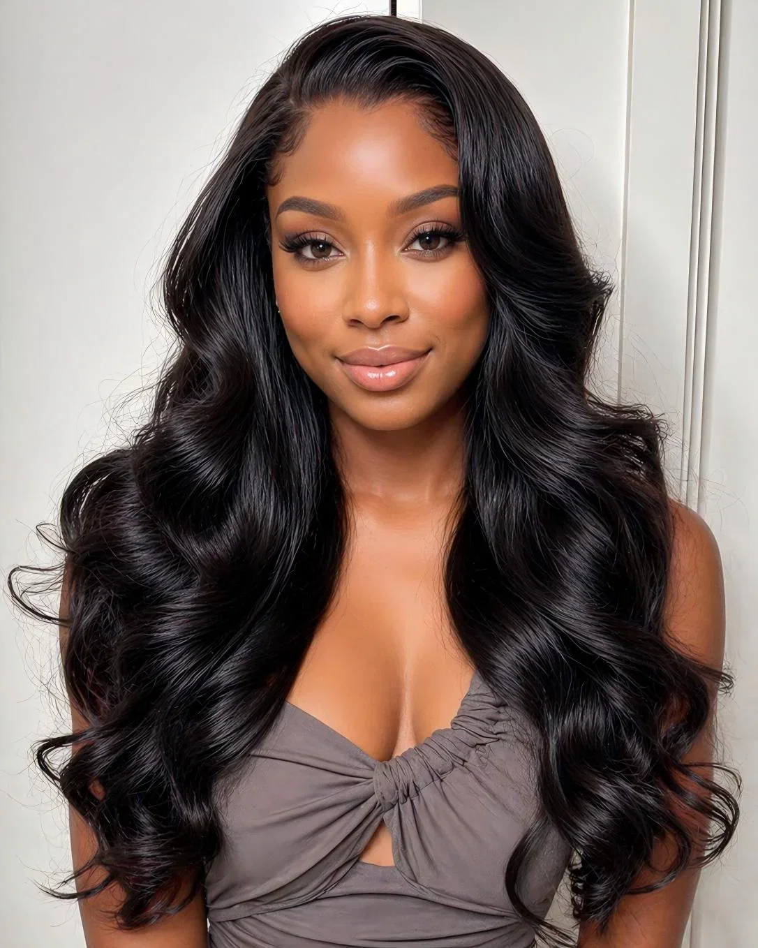 【Subscriber Deal】26" Body Wave Natural Black 4x4 Lace Human Hair Wig Middle Part