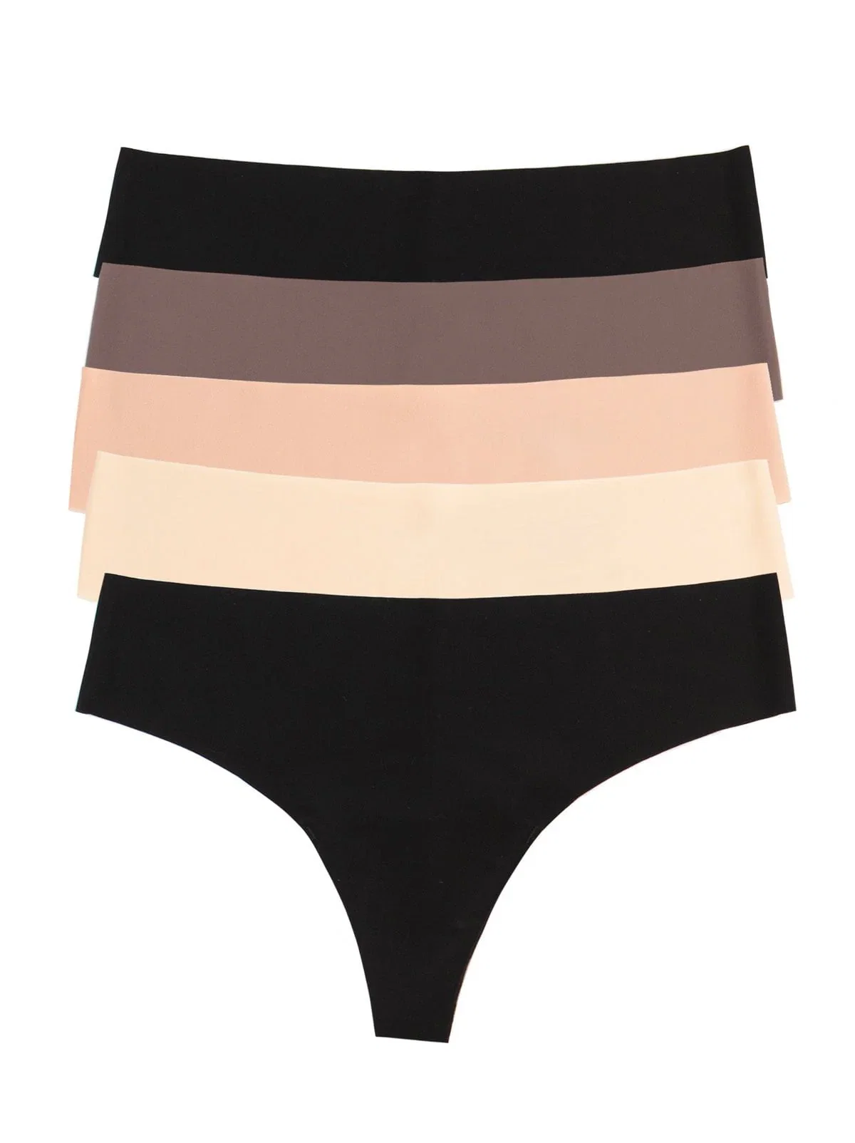 Image of No Show Elastic Free Thong 5-Pack