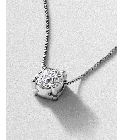 White gold diamond solitaire pendant necklace.