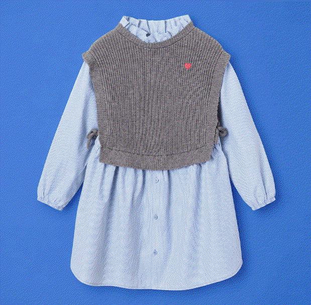2-in-1-Effect Shirt Dress - marl grey