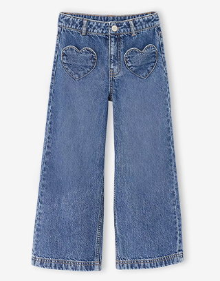 Wide-leg jeans for girls - medium blue