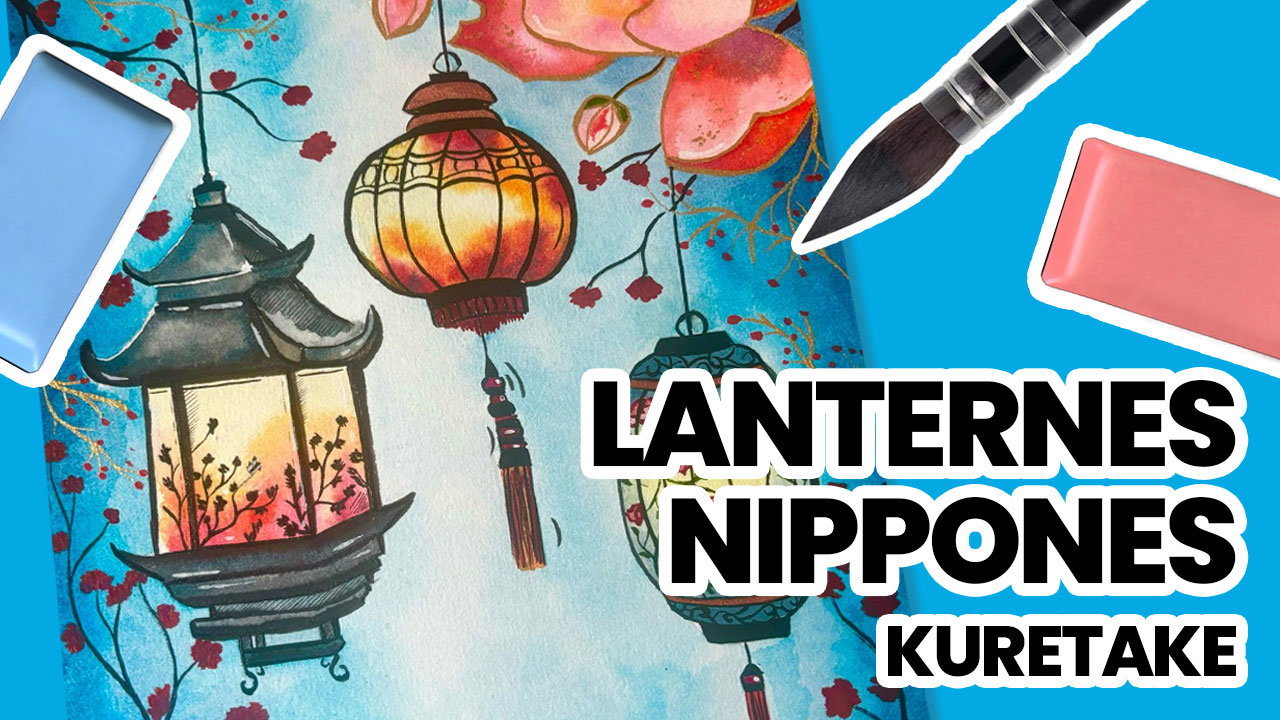 Dessiner des lanternes japonaises avec l'aquarelle Gansai Tambi 