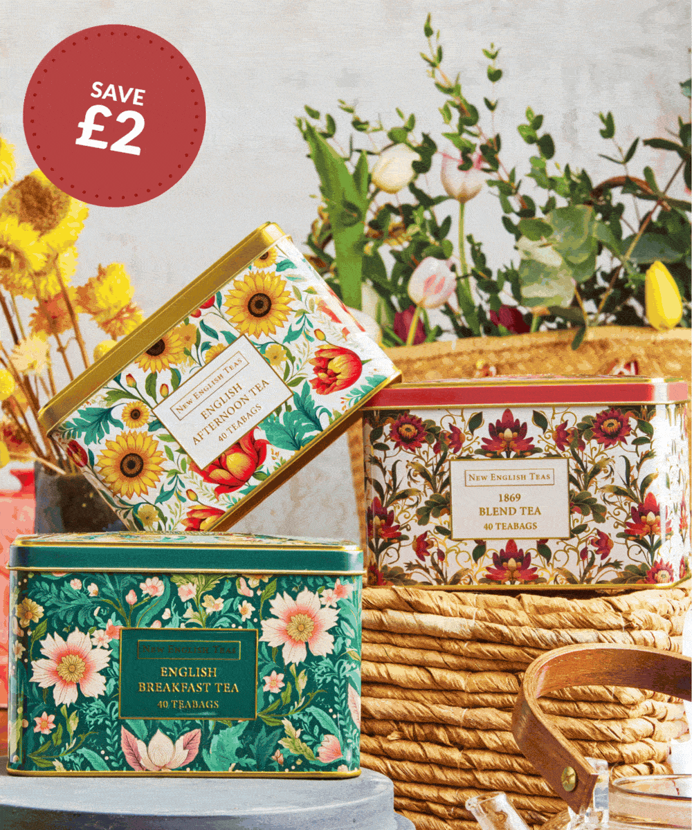 £2 off Tea Tins & Gift Sets by New English Teas