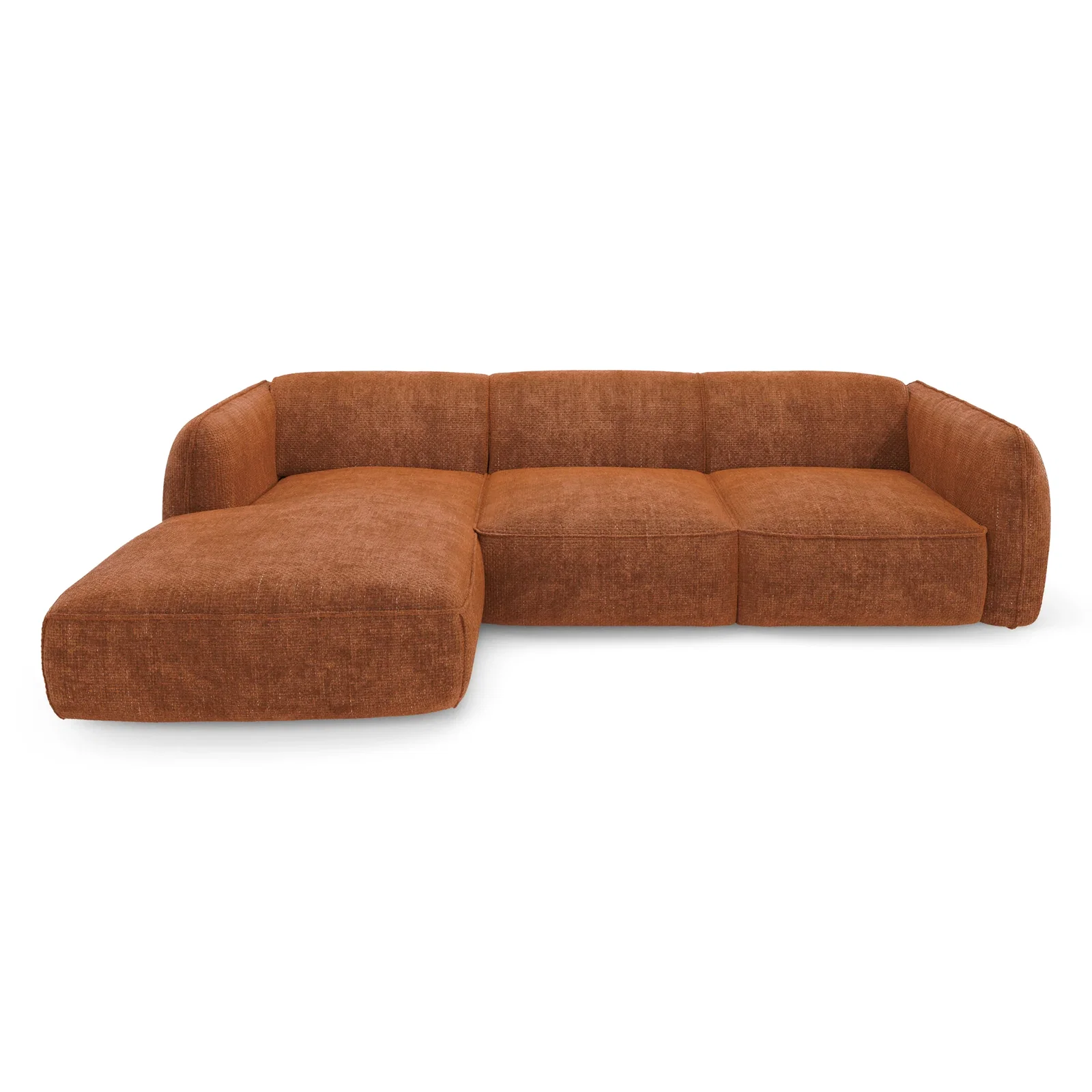 Image of Sia Home - Linkerhoekbank LIVIA - geweven fluweel terracotta 272cm