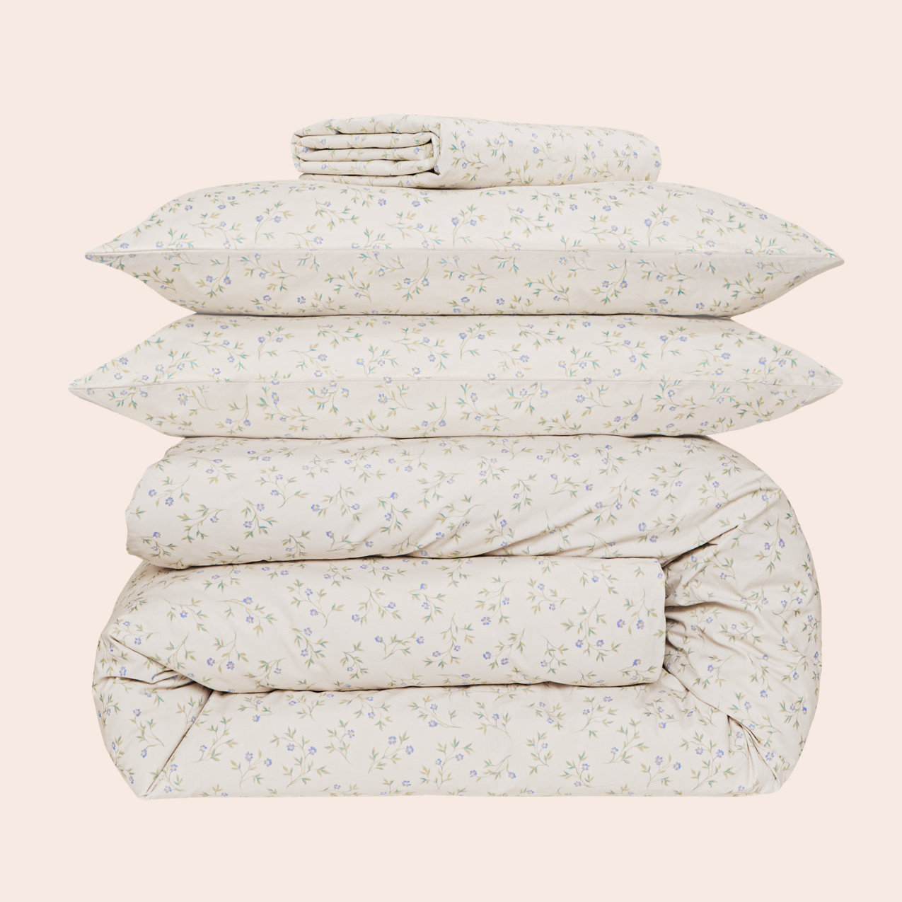 Cream Spring Sprig Cotton Duvet Cover