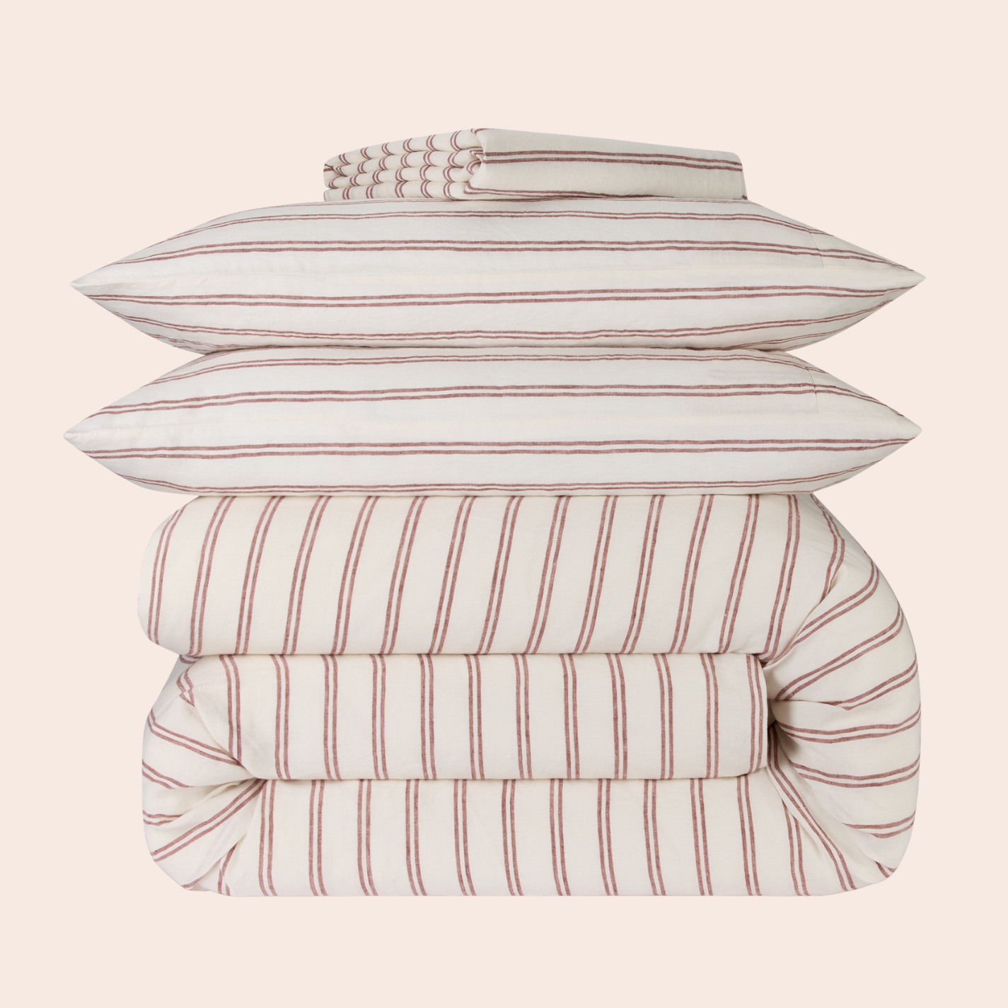 Rhubarb Kemptown Stripe Linen Blend Duvet Cover